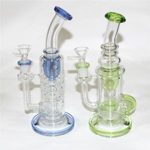 Vackra vattenpipor Rainbow Glass Bongs Percolator Dab Rigs Mini Oil Rig Glass Pipes 14mm Female Joint With Bowl