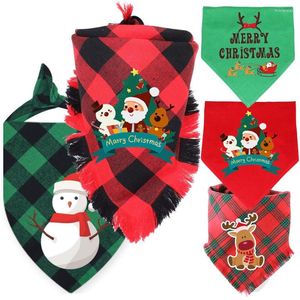 Dog Apparel Pet Christmas Bandana Triangle Scarf Plaid Classic Bibs Kerchief Santa Snowman Elk Printing Cat Accessories