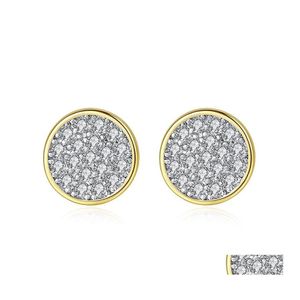 Stud Tiny Zircon Earrings Sier Gold Colors Mini Disc Round Cz For Women Minimalist Design Party Jewelry Drop Delivery Ottzy