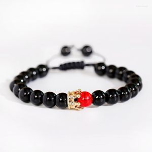 Pulseira de casal de charme de fita para homens coroas douradas coroa feminina bracelets naturais miçangas de pulseira presentes