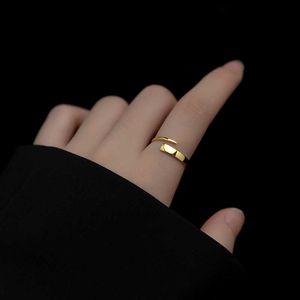 Solitaire Ring WANTME 925 Sterling Silver Minimalist Glossy 18k Gold Plated Opening Adjustable for Women Fashion Daily Life Party Jewelry Y2302