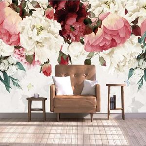 Bakgrundsbilder 3D Flower Mural Handmålning Floral View Wallpaper Murals Art Wall Decal HD PO PAPERS Roll kontaktpapper