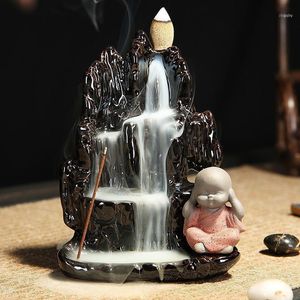 Lâmpadas de fragrância Cerâmica Little Monk Smoke Waterfall Incense Burner Wierook Waterval Mountain Lotus Stick Stick Office Home Decor