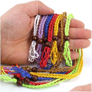 Pendant Necklaces Empty Stone Holder Wax Rope Net Bag Braided Pocket Adjustable Cord Necklace Diy 2.5Cm Natural Quartz Cryst Dhgarden Dhbiu