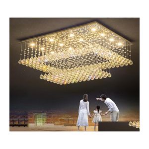 Ceiling Lights Modern Simple Rectangar Crystal Lamps Living Room Dining Chandelier Villa Creative Bedroom Drop Delivery Lighting Indo Dhtzm