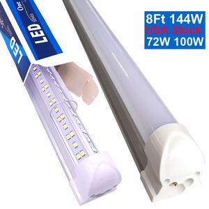 6500K 6000K V şekilli 8ft LED Tüpler T8 Entegre Soğutucu Kapı Işığı 8 Feot Çift Side LED Dükkan Işıkları AC110V AC120V AC277V İş Ampul Lambaları Crestech168