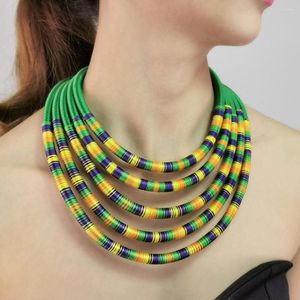 Choker Uken Bohemian Colorful Rope Chains Chunky Necklace For Women Multilayer Collar Chokers Statement Fashion Jewelry