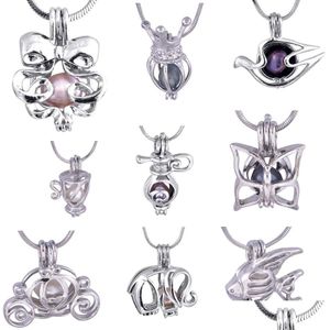 Pendant Necklaces Hollow Out Freshwater Pearl Love Wish Cages Locket Necklace Elephant//Bow/Teacup Fit For Diy 20Pcs/Lot Drop Delive Dhu5D
