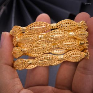 Bangle Wando 4pcs/Lot Gold Color Bangles for Women Festival Jewelry Bracelets Свадебная невеста