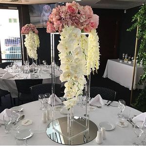파티 장식 아크릴 바닥 꽃병 명확한 꽃 스탠드 테이블 결혼을위한 중심