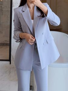 Kvinnor Tvåbitar byxor Spring Elegant Casual Blazer Uit långärmad jackapencil 2 Set Female Fashion Business Trousers Suit 230202