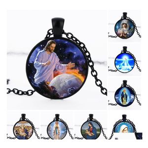 Pendant Necklaces Statement Virgin Mary Pure Necklace Christian Stainless Steel Jewelry Black Vintage Religious Jesus Chains Drop De Dhstv