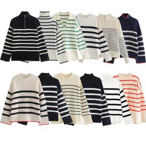 Women's Sweaters Strips Sweater Women Turtleneck Pullover Tops Fall Winter Warm Clothes Long Sleeve Top Jumpers Female 230202