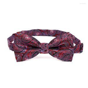 Bow Ties Wine Red Paisley Jacquard Erkekler İçin Erkekler Bowtie Moda Kokteyl Salon Kelebek Knot Tören Kabı Hediye Kutusu