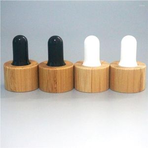 Storage Bottles 2/5/10pcs Essential Oil Cap Black/white Glue Head Nature Bamboo Dropper Cover Size 18/410 Bottle 5-100ml