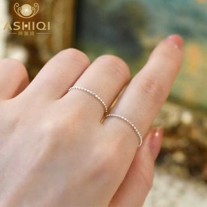 Solitaire Ring Ashiqi Real 925 STERLING Gümüş Basit Moda Takı Hediyeleri Kadınlar İçin 2022 Yeni Y2302