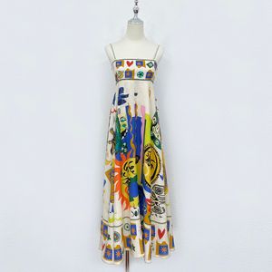 2023 Australisk designer Fancy Women's Long Dress Abstract Mönster, samlade midja, ärmlös - utstrålning elegans och stil i detta mode -framåtstycke