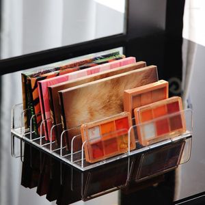 Förvaringslådor Eyeshadow Palette Organizer Box Transparent Makeup Cosmetic Rack Stand Dressing Desk -verktyg Fack för kvinnor