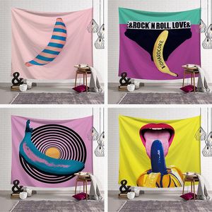 Tapestries Street Art Graffiti Tapestry Creative Banana Painting Drawing Print Wall Hanging Polyester Cloth Background Decoration