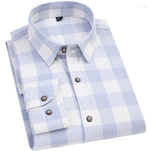 Camicie casual da uomo Camicia a righe larghe scozzesi quadrati Cotone Moda Business Maschile Sociale Formale Uomo Manica lunga Slim Fit