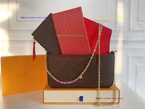 Högkvalitativa Luxurys designers väskor handväska handväska kvinna mode koppling purses monogrames multi pochette felicie kedje väska med box dammväska