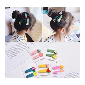 H￥rklipp Barrettes Korean S￶t frukt Vegetabilisk h￥rn￥l Bee Candy Sweet Daisy Flower Clip Bangs Accessories Hairwear Jewelry Drop Otjp1