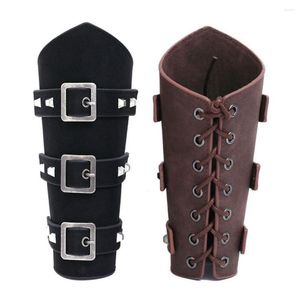 Pulseira punk hip hop 1pc cosplay couro armadura braço viking pulseira pirata knight manoplastlet wrist bracer acessórios masculinos de pulseira masculina