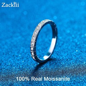 Кольцо для пасьянса 2 мм наполовину участки Moissanite Frestions Маленькие круглые бриллианты обручальные обручальные кольца для женщин стерлингового серебряного набора ювелирных изделий Y2302