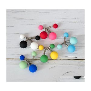 Navel Bell Button Rings Matte Ball Belly Piercing Colorf Ring Bar Stainless Steel Stud Women Sexy Body Jewelry 2479 Y2 Drop Deliver Dhnwq