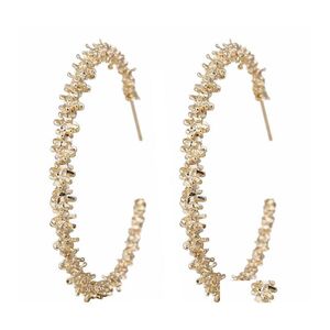 Estado simples Brincos grandes de argola para mulheres Gold Round C Exagerado Declara￧￣o geom￩trica Earring Ear elegante J￳ias de moda ACC OTTF8
