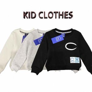 Детский свитер с капюшоном для маленькой девочки одежда C-Line Top Black Grey White Girls Fashion и щедрая спортивная одежда Простая 98DF Z6XP#