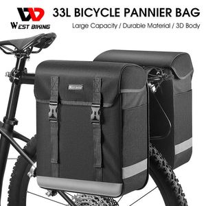 Panniers s Bike Waterproof 33L Mountain Road Travel Cycling Bag Bicycle Rear Rack Tail Seat Pannier Pack Luggage Carrier 0201