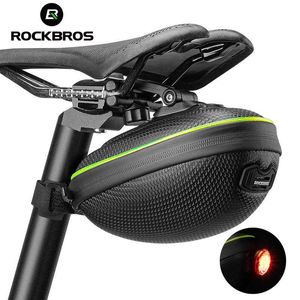 Panniers s ROCKBROS Bicycle Saddle EVA Bike Seat Cycling Tail Rear Pouch Bag With Taillight Waterproof Storage Accessories 0201