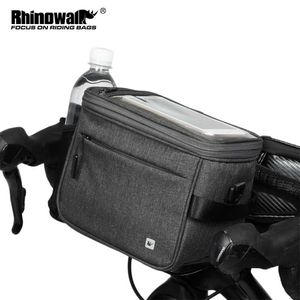 Panniers s Rhinowalk Bike Cooler Handlebar Insulation Multifunction Bicycle Front Tube Bag with Touch Screen Shoulder Strap Raincover 0201