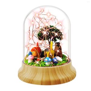 Night Lights Dome Dinosaur Light DIY Artificial Wood Base Table Centerpiece For Anniversary Holiday Bedroom Home Decor Birthday Gift