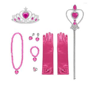 Accessori per capelli Copricapo da principessa carino per bambini Copricapo per ragazze Collana con corona Guanto Bacchetta Gioielli adorabili per bambini