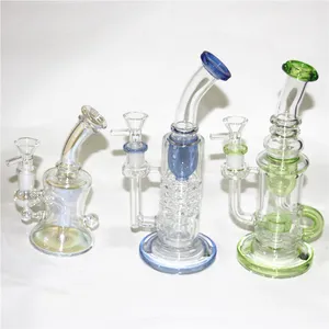 Hookah Recycler Glass Bongs 14mm Female Joint Oil Dab Rigs tjocka vattenrör med glasskål