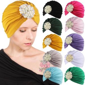 Berets Big Pearl Hat Hat Bohemian Baotou Cap Gorros de Lana Turban Femme Hats для женщин Bonnet Beanie Beanie Capeau Caps Luxe Touca