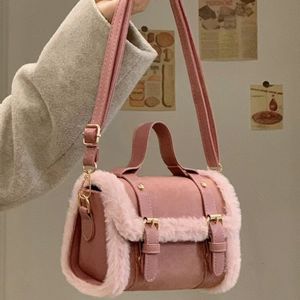 Evening Bags Faux Fur Soft Plush Crossbody for Women Retro Pink Ladies Purses and Handbags Winter Fashion Female Simple Shoulder 230203