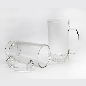 Partihandel 16oz sublimeringsglasögon mugg med handtag klara frostade vinglasögon värmeöverföring utskrift frostad kopp transparent glas kopp