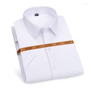 Men's Casual Shirts 2023 Men Shirt Short Sleeve Summer Business Cloth Solid No-Iron Regular Fit Soft Turn-Down Collar DA482
