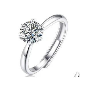 Solitaire Ring Sier Rings for Women Round Cut Zirconia Diamond Color Wedding Band Engagement Bridal Jewelry Drop Delivery Dhfme