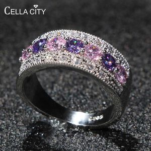 Solitaire Ring Cellity Silver 925 Jewelry Geometry Gemstones for Women Delicate Pink Purple Zircon Trendy Weddings cessory Wholesale Y2302