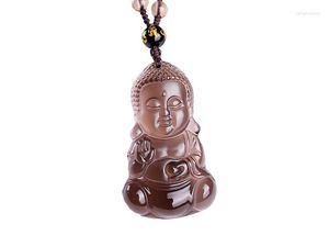Collane con ciondolo Collana con Buddha in ossidiana per uomo e donna Cristallo naturale satinato all'ingrosso