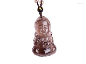 Hänge halsband obsidian baby buddha halsband för män och kvinnor naturliga kristall frostade grossist