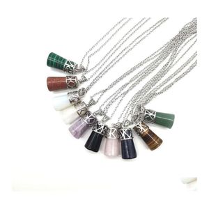 Pendant Necklaces Natural Agate Stone Tiger Bellshaped Alloy Necklace Mtiple Color Avaliable Vintage Products Swerter Drop Delivery Dht7N