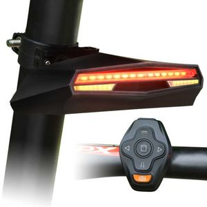 SバイクスマートUSB LEDワイヤレスリモートコントロール自転車リアライトMTBロードターンシグナルレーザーサイクリングランプTaillight 0202