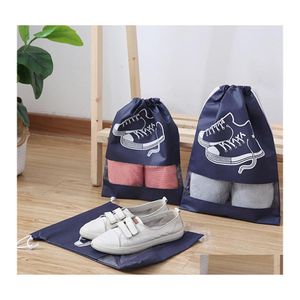 Storage Bags Portable Shoe Bag Household Travel Dustproof Shoes Dstring Transparent Waterproof Sundries Pouch Vt1897 Drop Delivery H Dhhbb