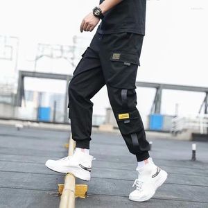 Men's Pants Men's Side Pockets Cargo Harem 2023 Ribbons Black Hip Hop Male Joggers Trousers Fashion Streetwear