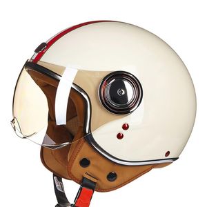 オートバイヘルメットヘルメット3/4オープンフェイスビンテージカスコモトメンレトロサマースクーターバイクライディング